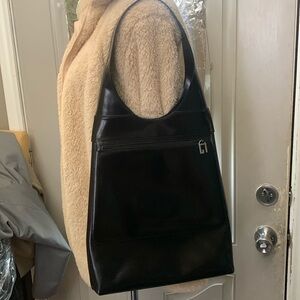 Authentic Vintage Tall Gucci Black Patent Leather Handbag!